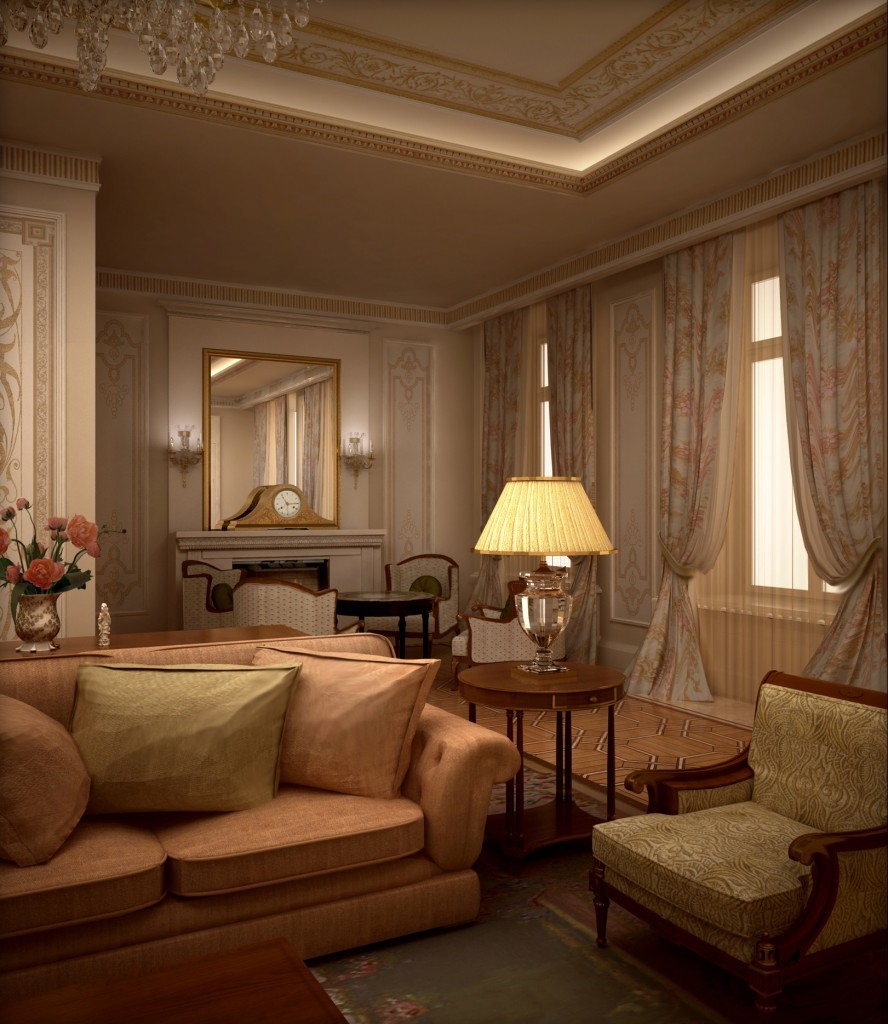 зд модель гостиной комнаты в классическом стиле