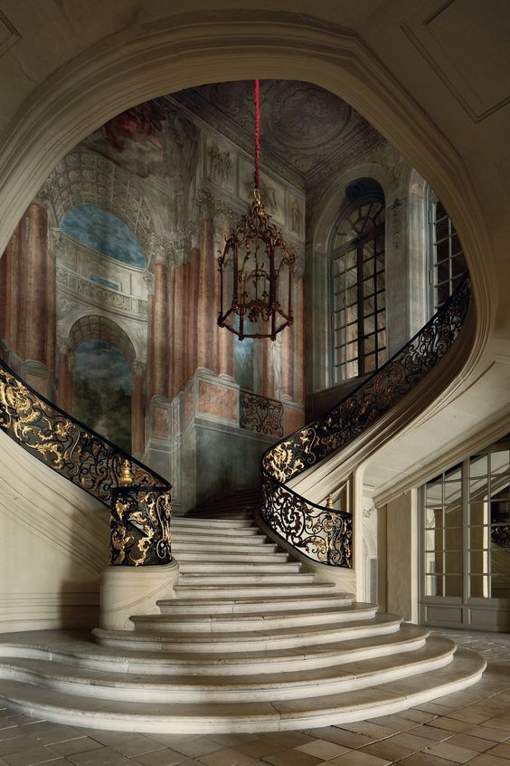 Дизайн крутой лестницы с полками стиль рустик
