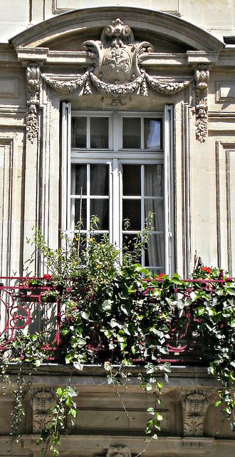 Дизайн французского окна на фасаде с лепниной