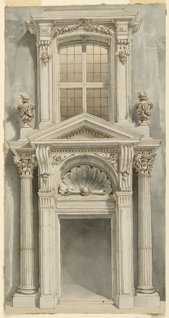 Рисунок отмывка входной части фронтона в классике